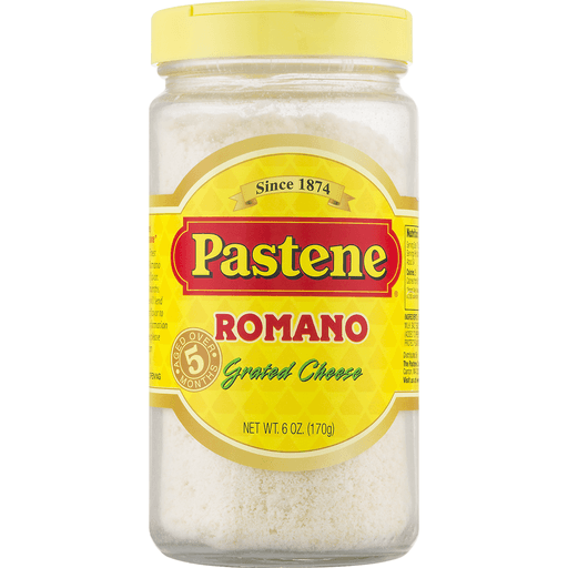 slide 4 of 8, Pastene Romano Grated Cheese, 6 oz