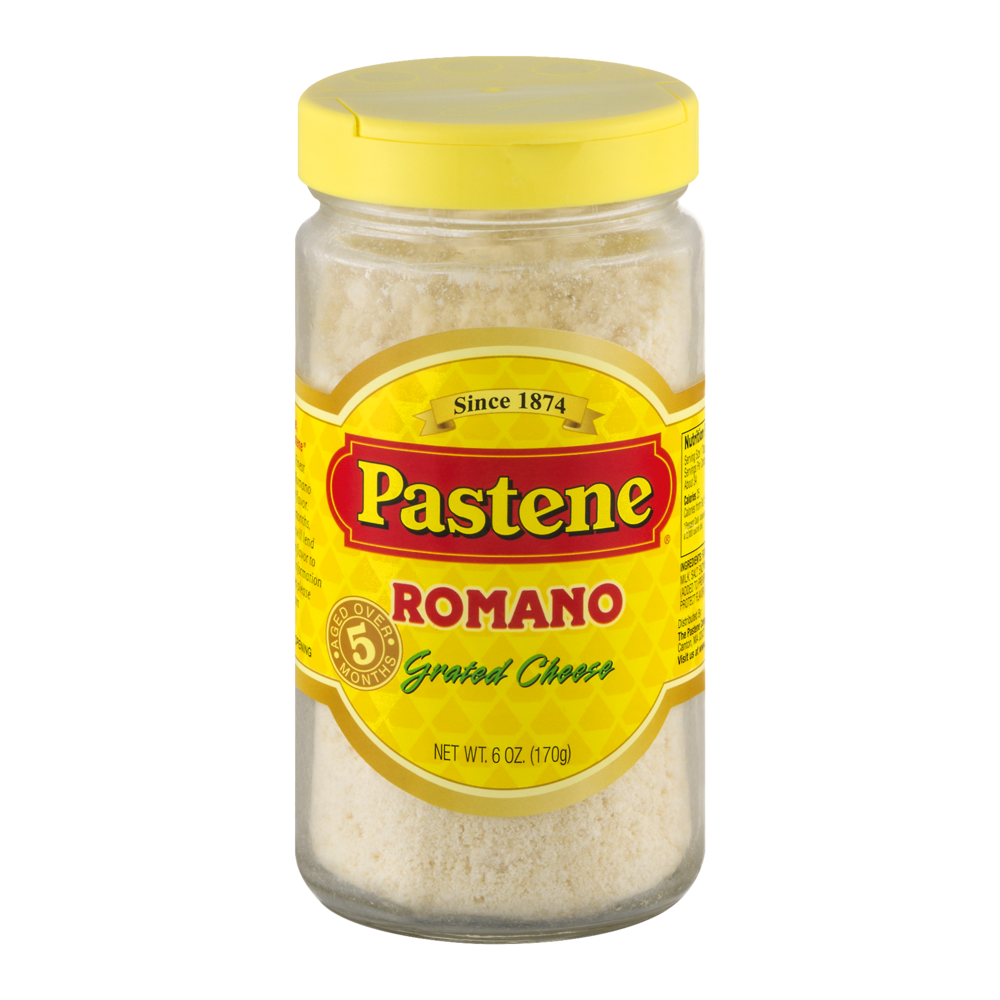 slide 1 of 8, Pastene Romano Grated Cheese, 6 oz