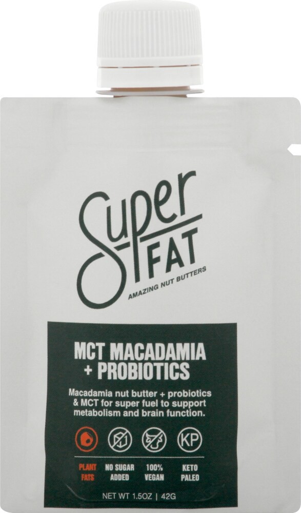 slide 1 of 8, SuperFat Nut Butter, MCT Macadamia + Probiotics, 1.5 oz