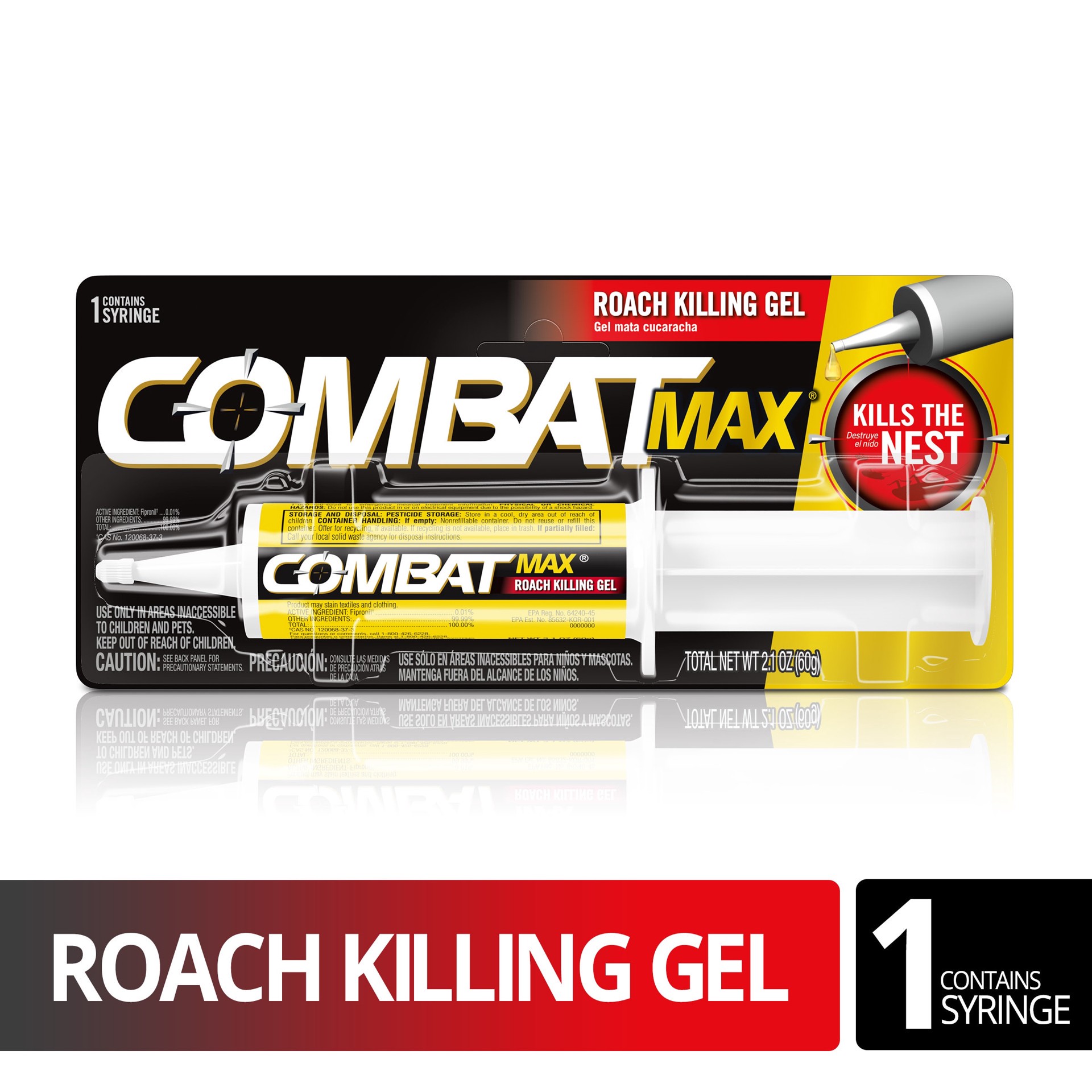 slide 1 of 6, Combat Max Indoor/Outdoor Roach Killing Bait Gel 2.1 -oz Ready to use Roach killer, 1 ct
