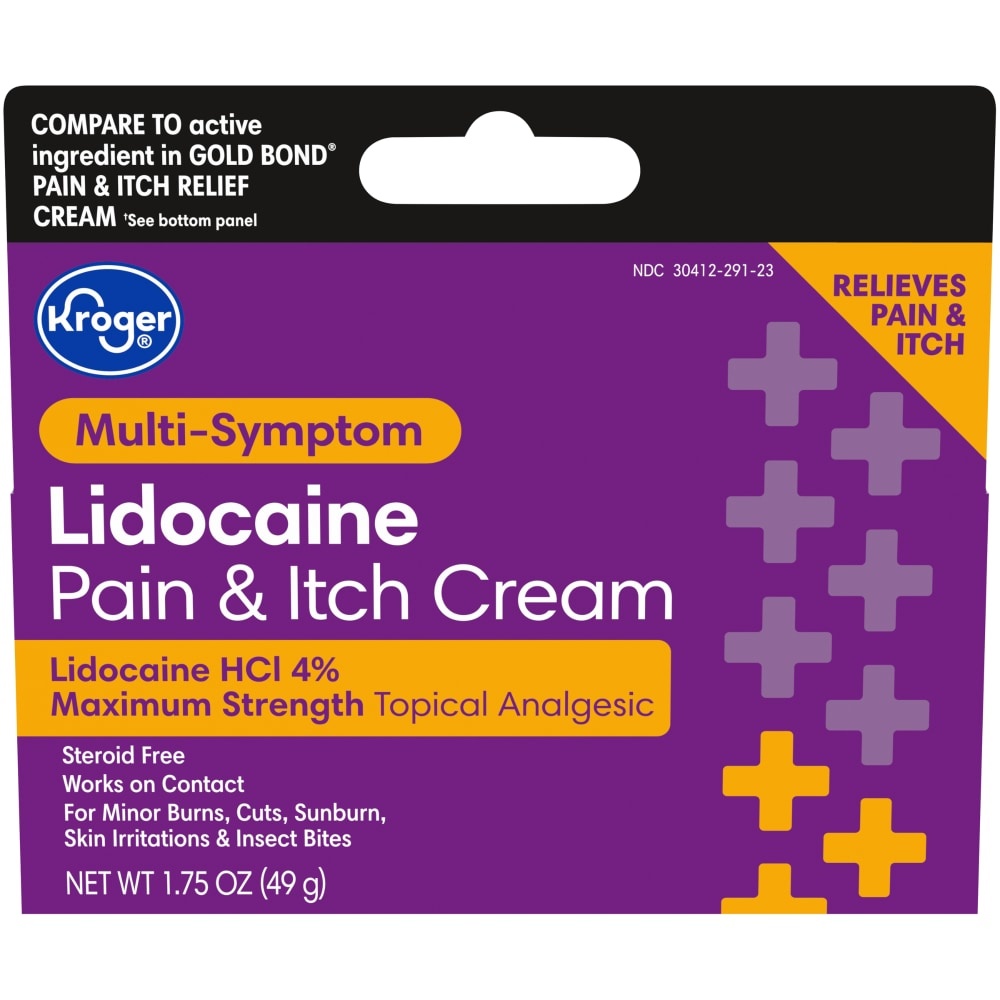 slide 1 of 1, Kroger Max Strength Lidocaine Pain & Itch Cream, 1.75 oz