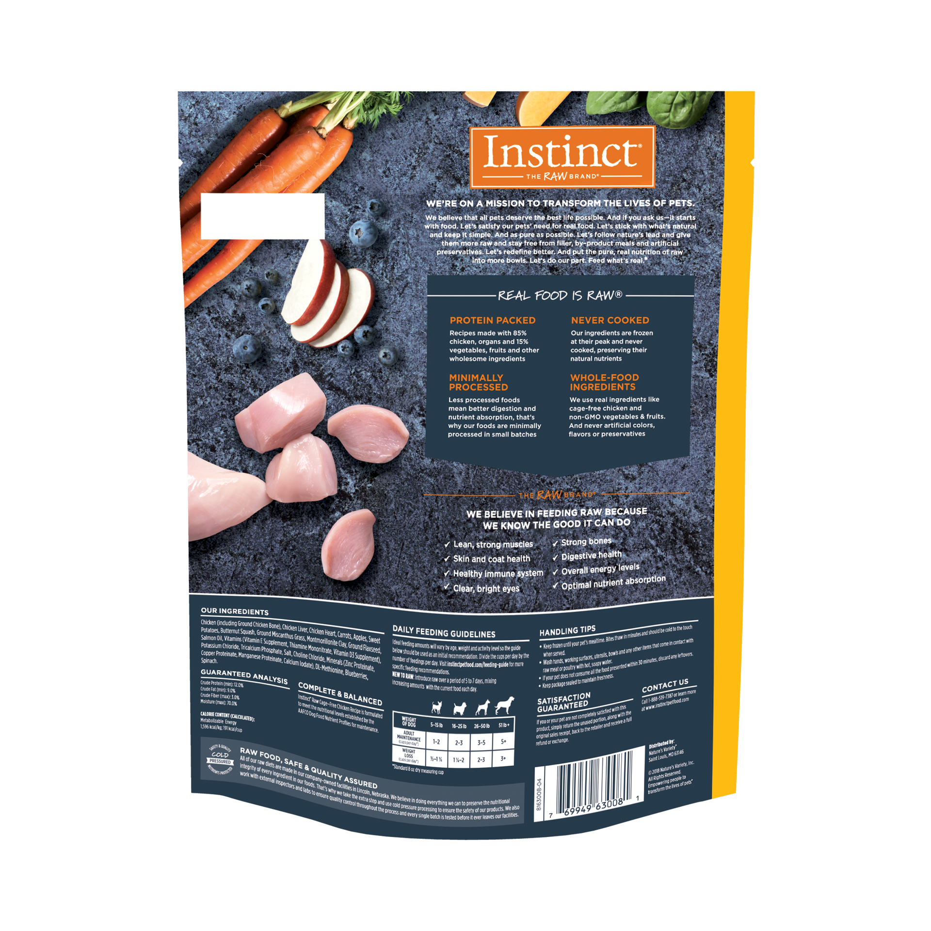 slide 2 of 2, Instinct Raw Frozen Chicken Bites Dog Food, 3 lb. Bag, 3 lb