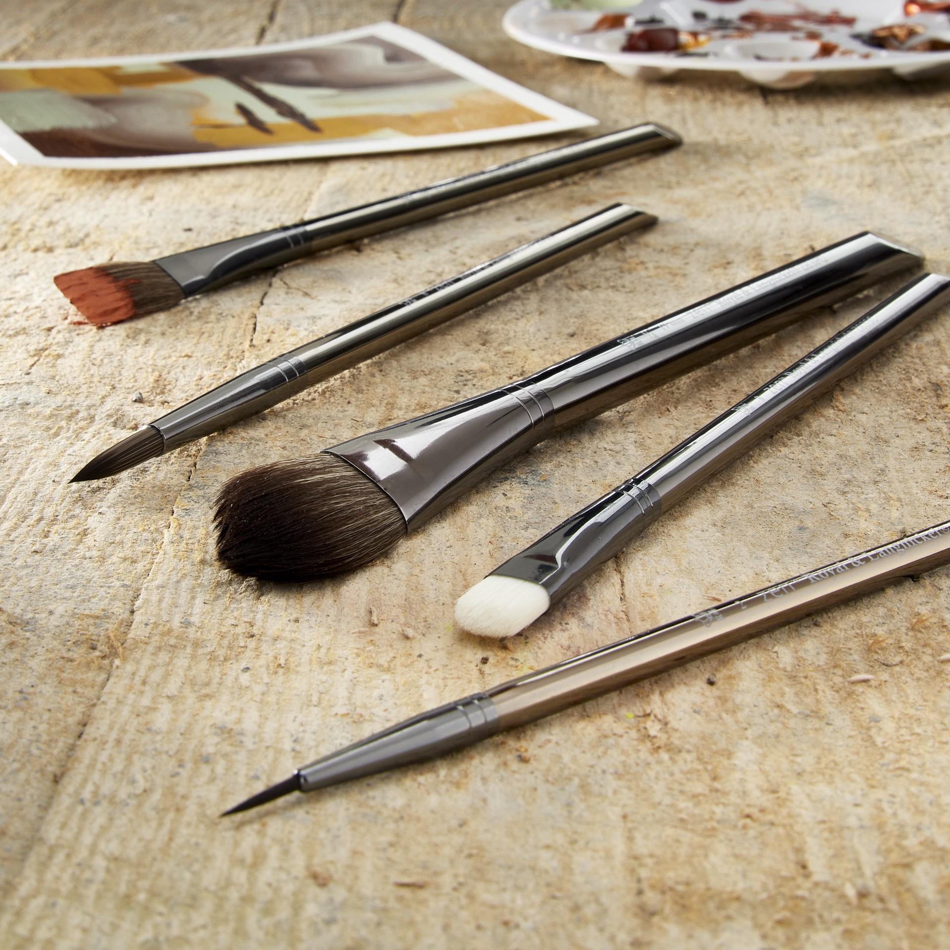 slide 2 of 3, Royal & Langnickel Zen Series 83 Watercolor 5 Piece Pointed Oval Brush Set, 5 ct