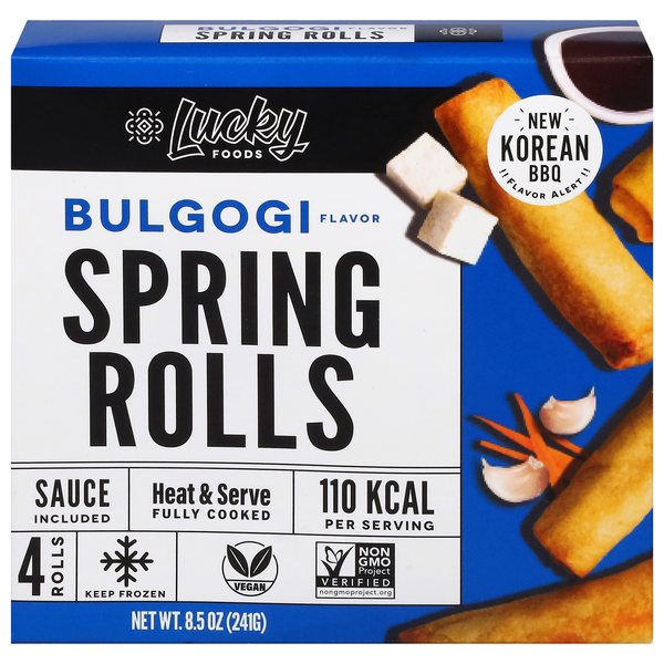 slide 1 of 1, Lucky Foods Bulgogi Spring Rolls - 4 ct Frozen, 4 ct; 8.5 oz