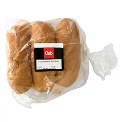 Cub Bakery White Brat Buns, 6 Each