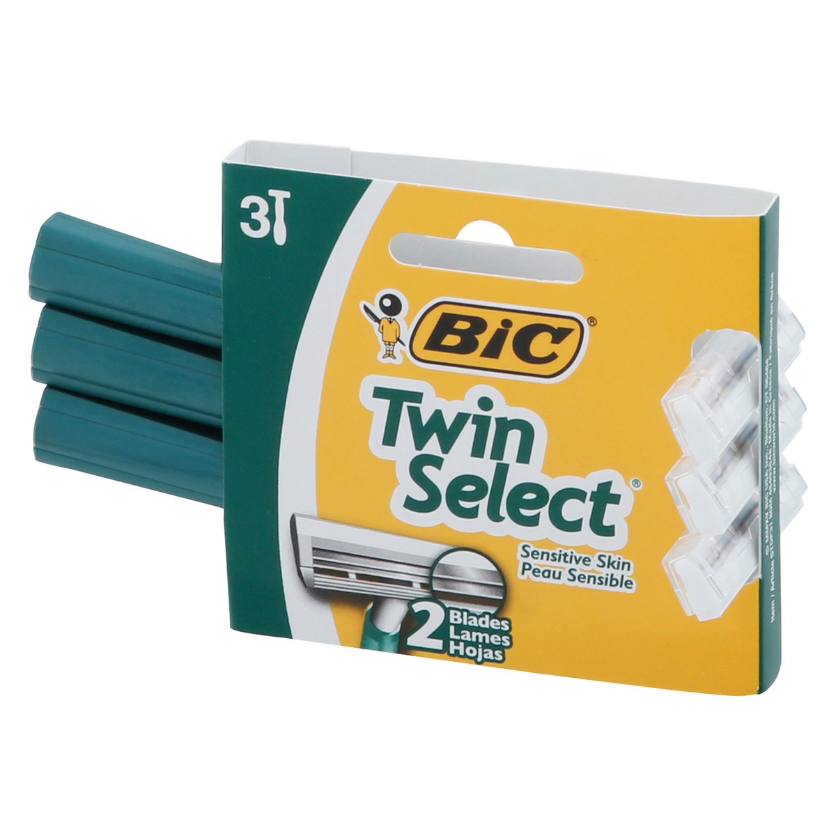 slide 2 of 11, BIC Twin Select Sensitive Skin Razors 3 ea, 3 ct