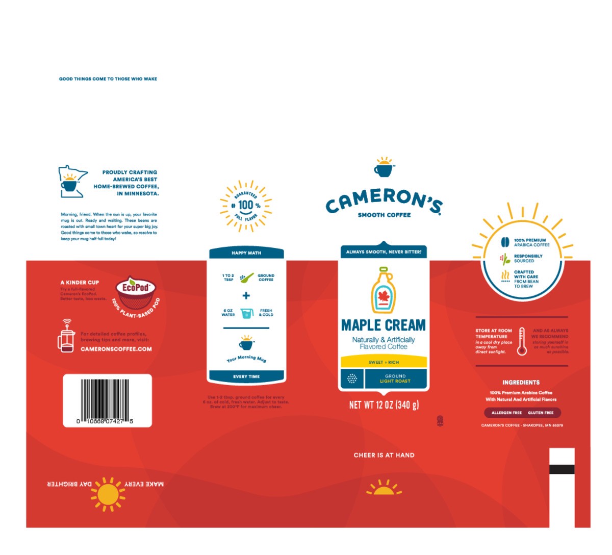 slide 3 of 7, Cameron's Light Roast Ground Maple Cream Coffee 12 oz, 12 oz