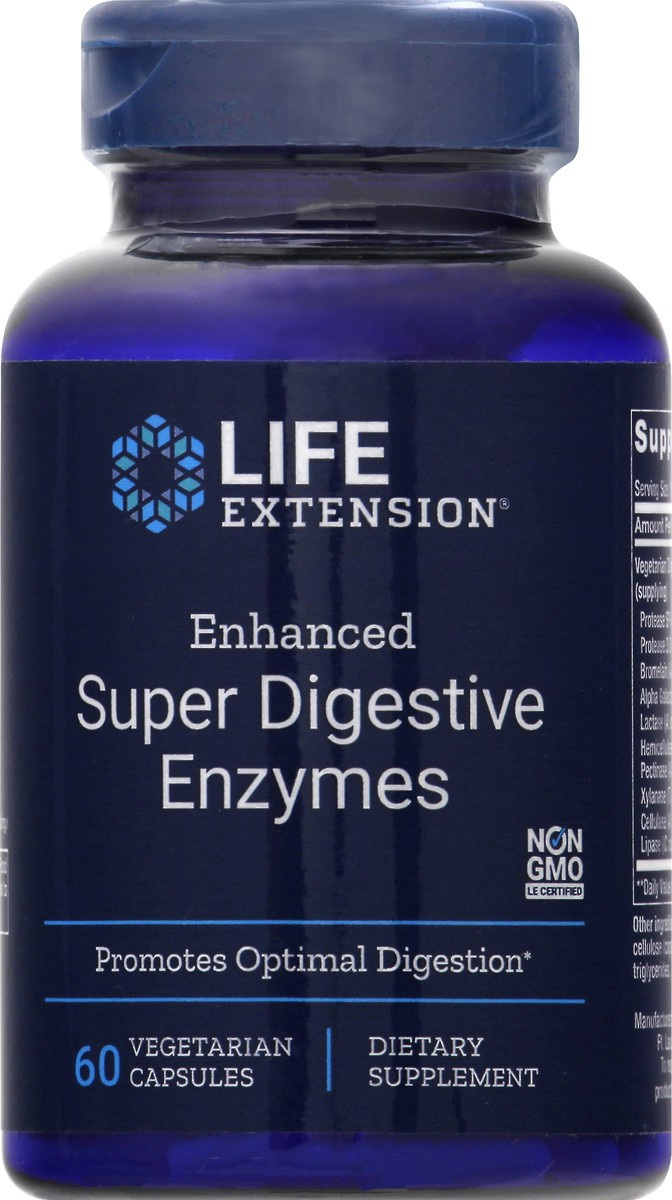 slide 3 of 9, Life Extension Enhanced Super Digestive Enzymes 60 Vegetarian Capsules, 60 ct