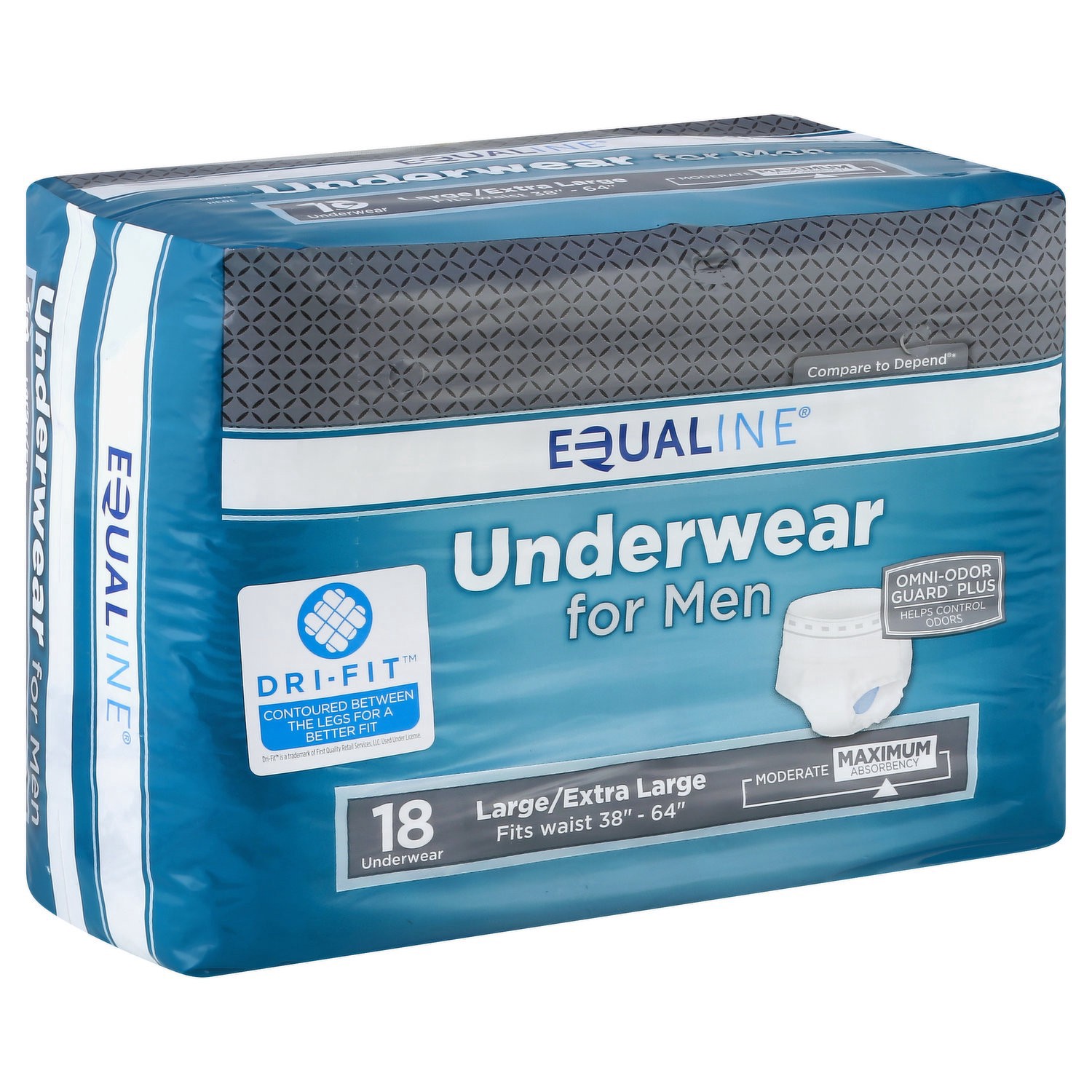 slide 1 of 1, Equaline Men's Protective Underwear Large/Xlarge, 18 ct