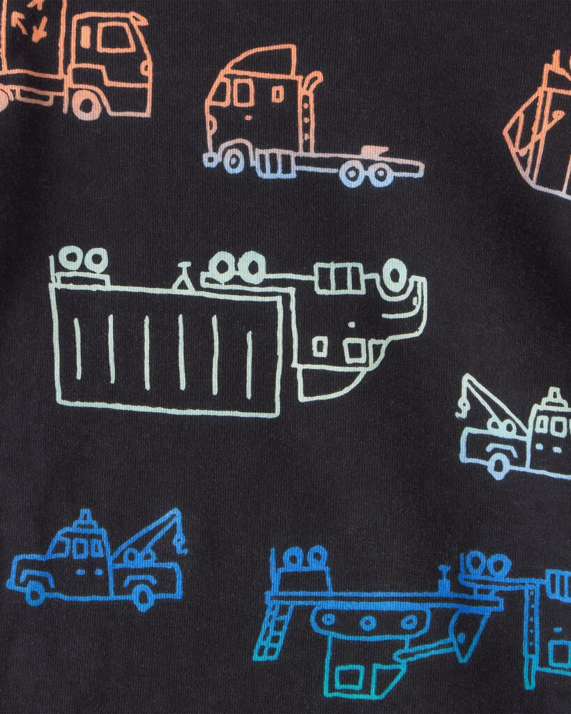 slide 2 of 3, Carters Toddler Truck 100% Cotton Snug Fit 4-Piece Pajamas - Green Black/Turquoise 3T, 1 ct