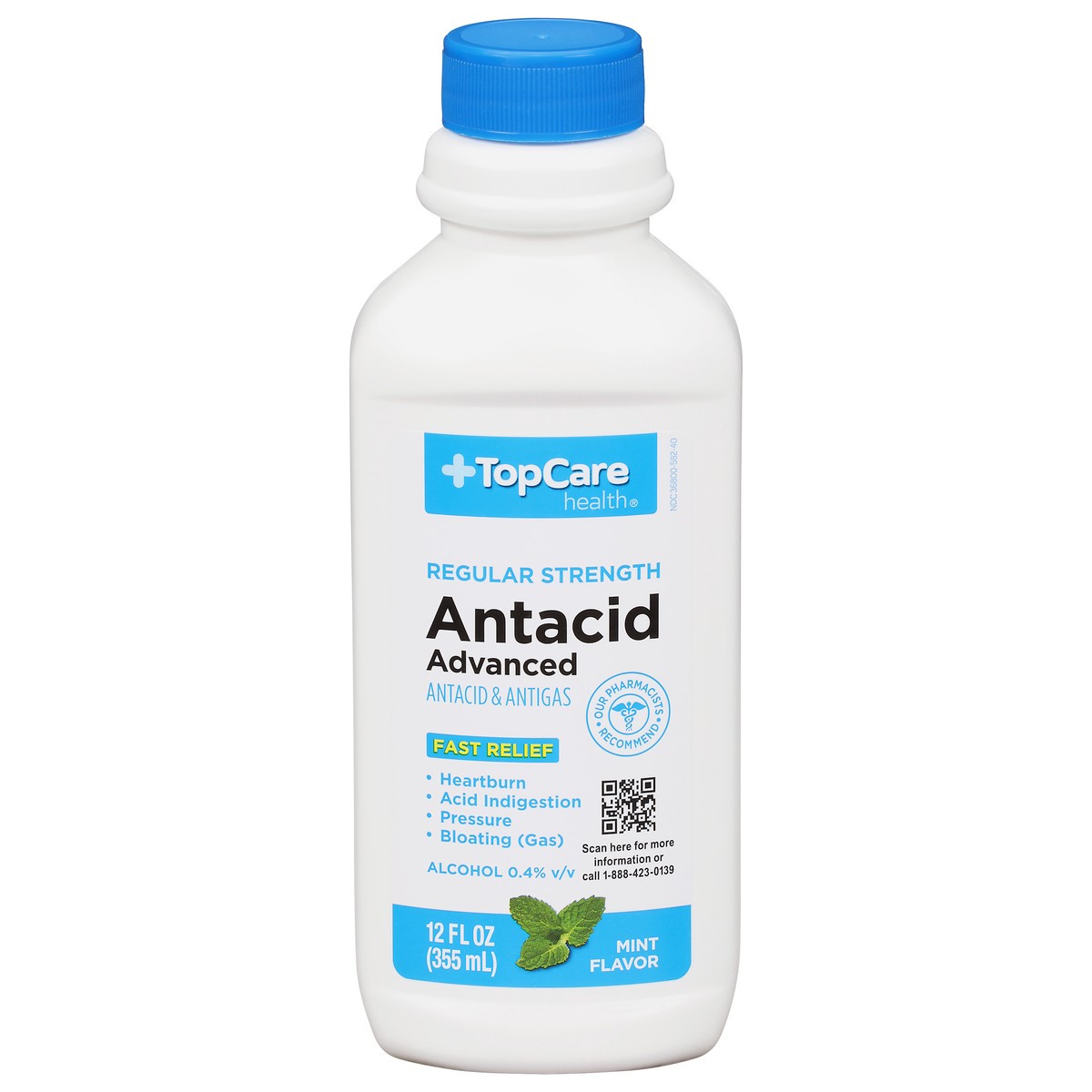 slide 1 of 9, TopCare Health Regular Strength Advanced Mint Flavor Antacid 12 fl oz, 12 fl oz