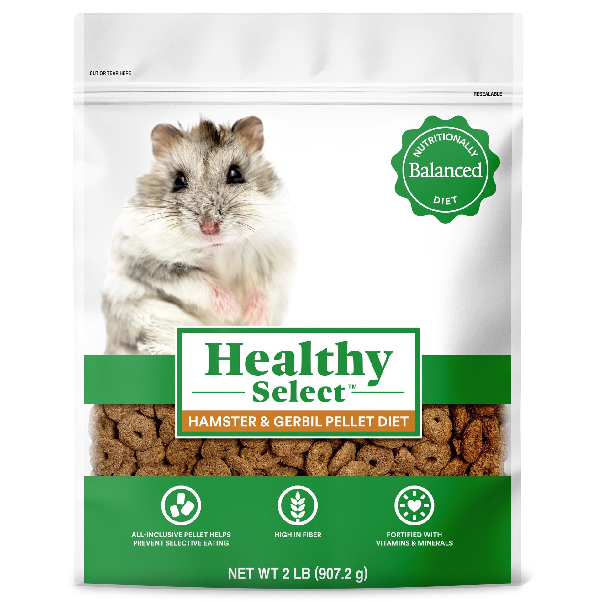 slide 1 of 1, Healthy Select Hamster and Gerbil Pellet Diet for Small Animals, 2 lbs., 1 ct