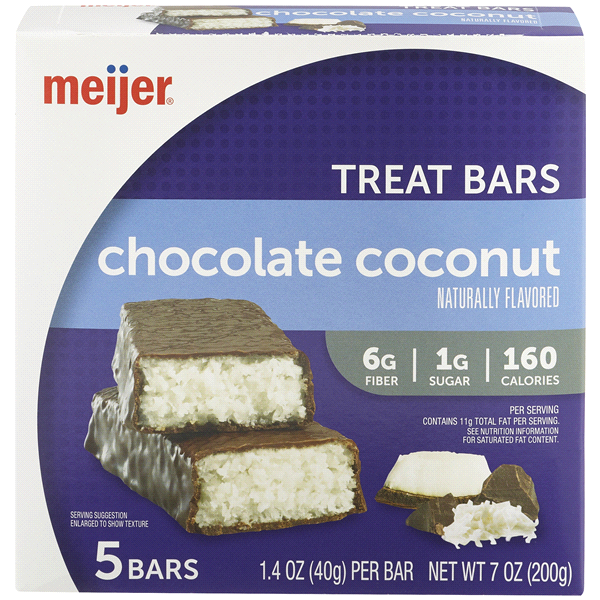 slide 1 of 6, Meijer Treat Bars, Chocolate Coconut Bar, 5 ct