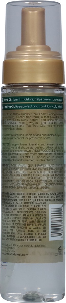 slide 2 of 9, African Pride Olive Miracle Anti-Breakage Non-Flaking Olive & Tea Tree Oils Foam Setting Mousse 8.5 fl oz, 8.5 fl oz