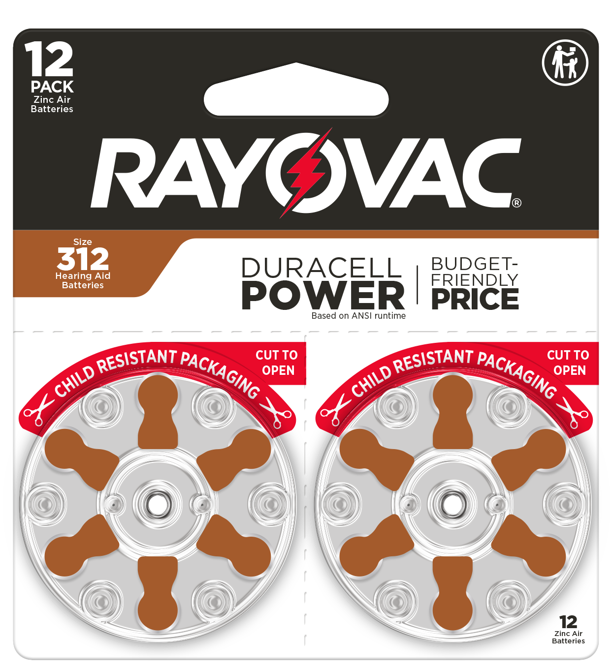 slide 1 of 1, Rayovac Size 312 Hearing Aid Batteries, 12 ct