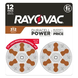 RAYOVAC Size 312 Hearing Aid Batteries (12 Pack)