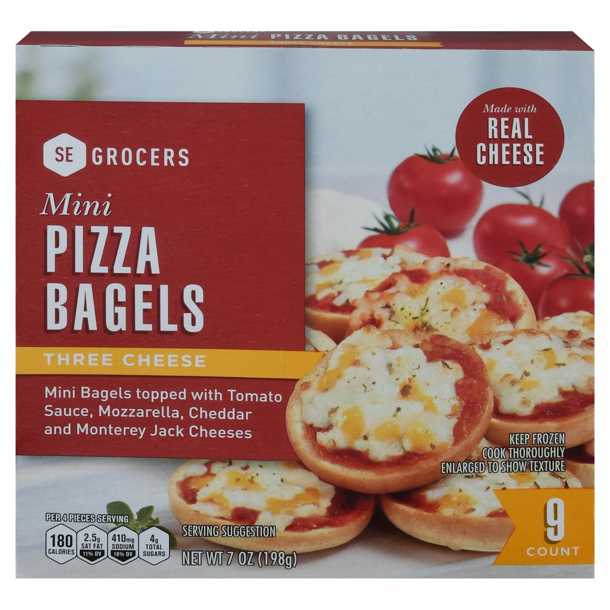 slide 4 of 4, SE Grocers Mini 3 Cheese Pizza Bagels 9 Count, 9 ct
