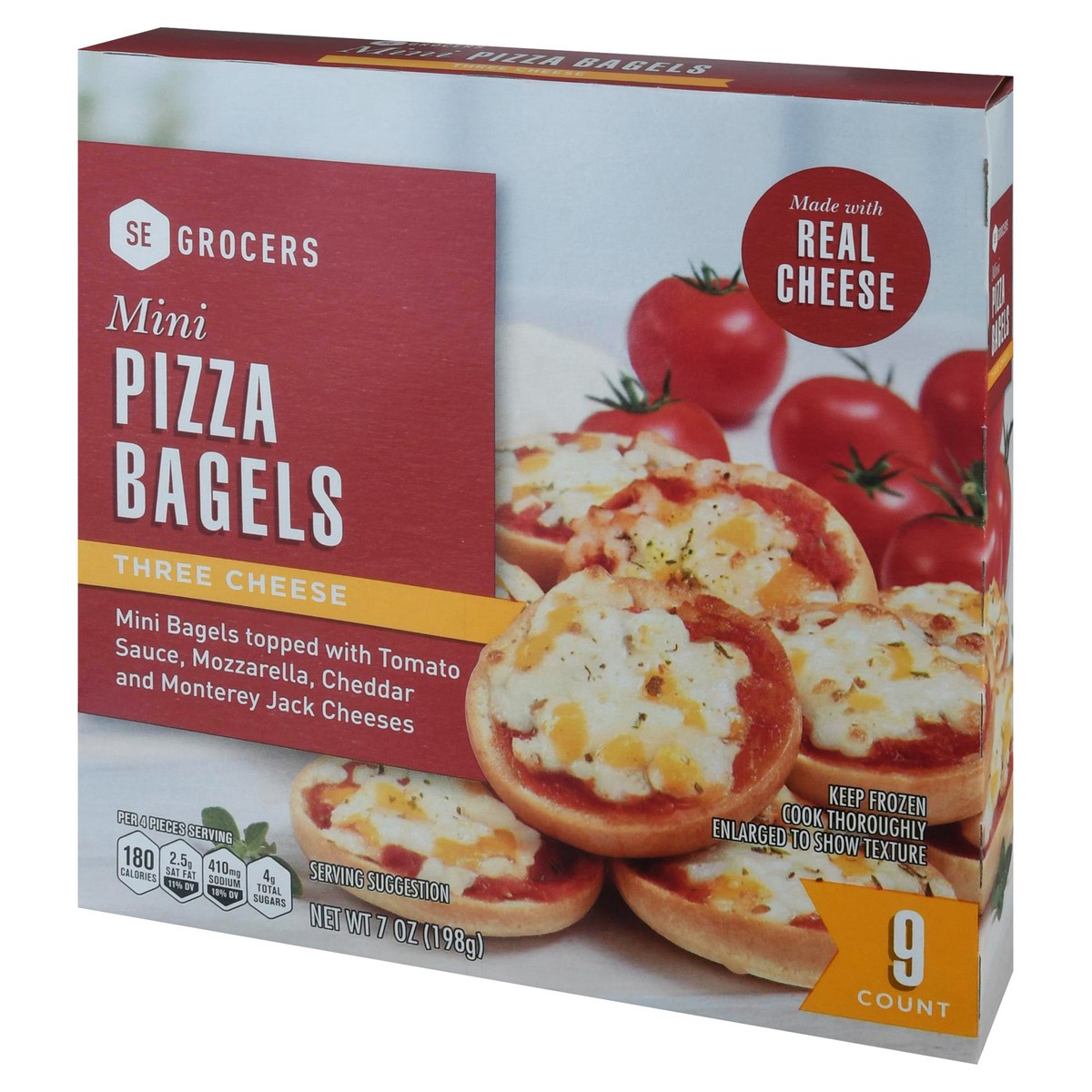 slide 3 of 4, SE Grocers Mini 3 Cheese Pizza Bagels 9 Count, 9 ct