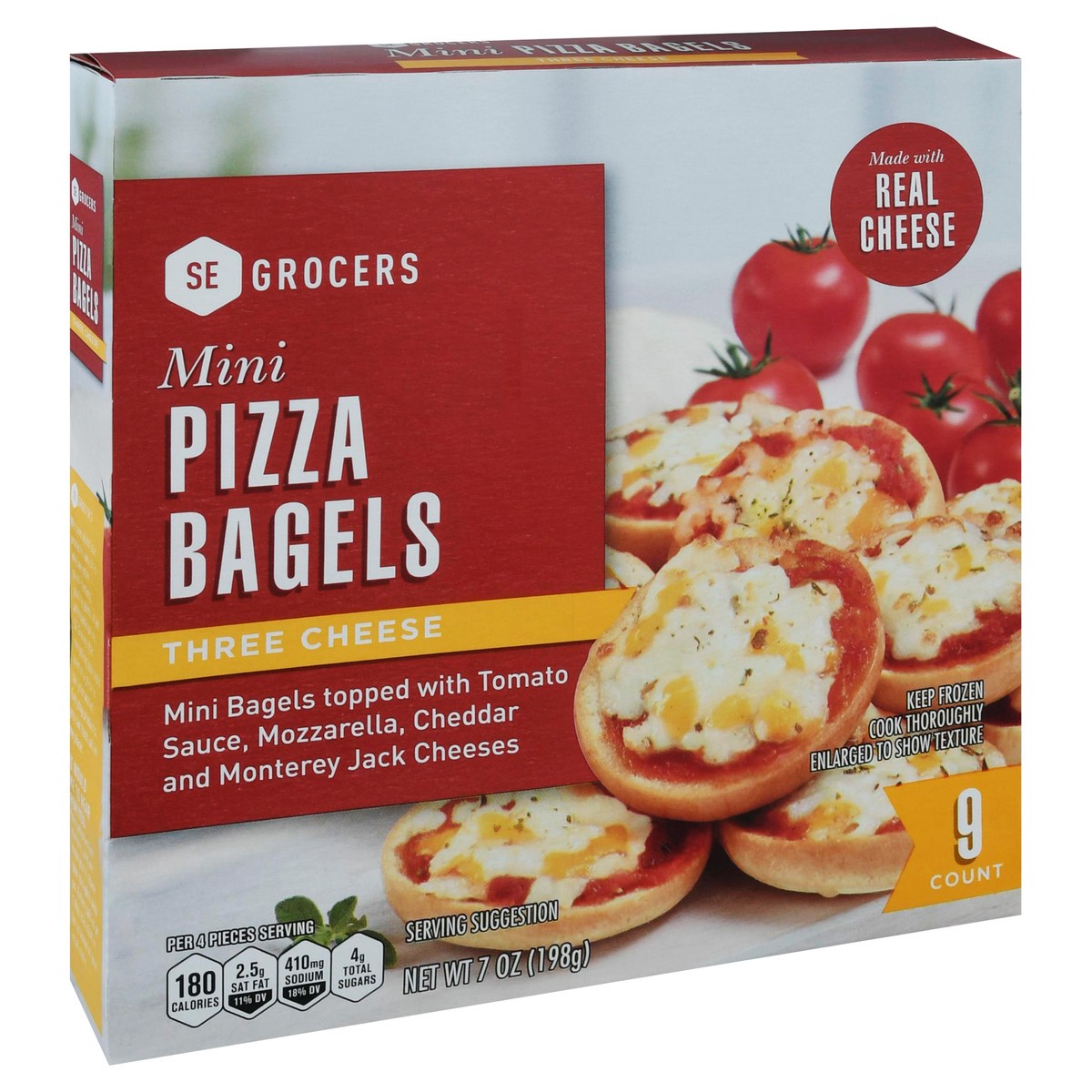 slide 2 of 4, SE Grocers Mini 3 Cheese Pizza Bagels 9 Count, 9 ct