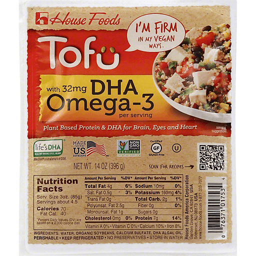 slide 2 of 2, House Foods DHA Omega-3 Firm Tofu, 14 oz