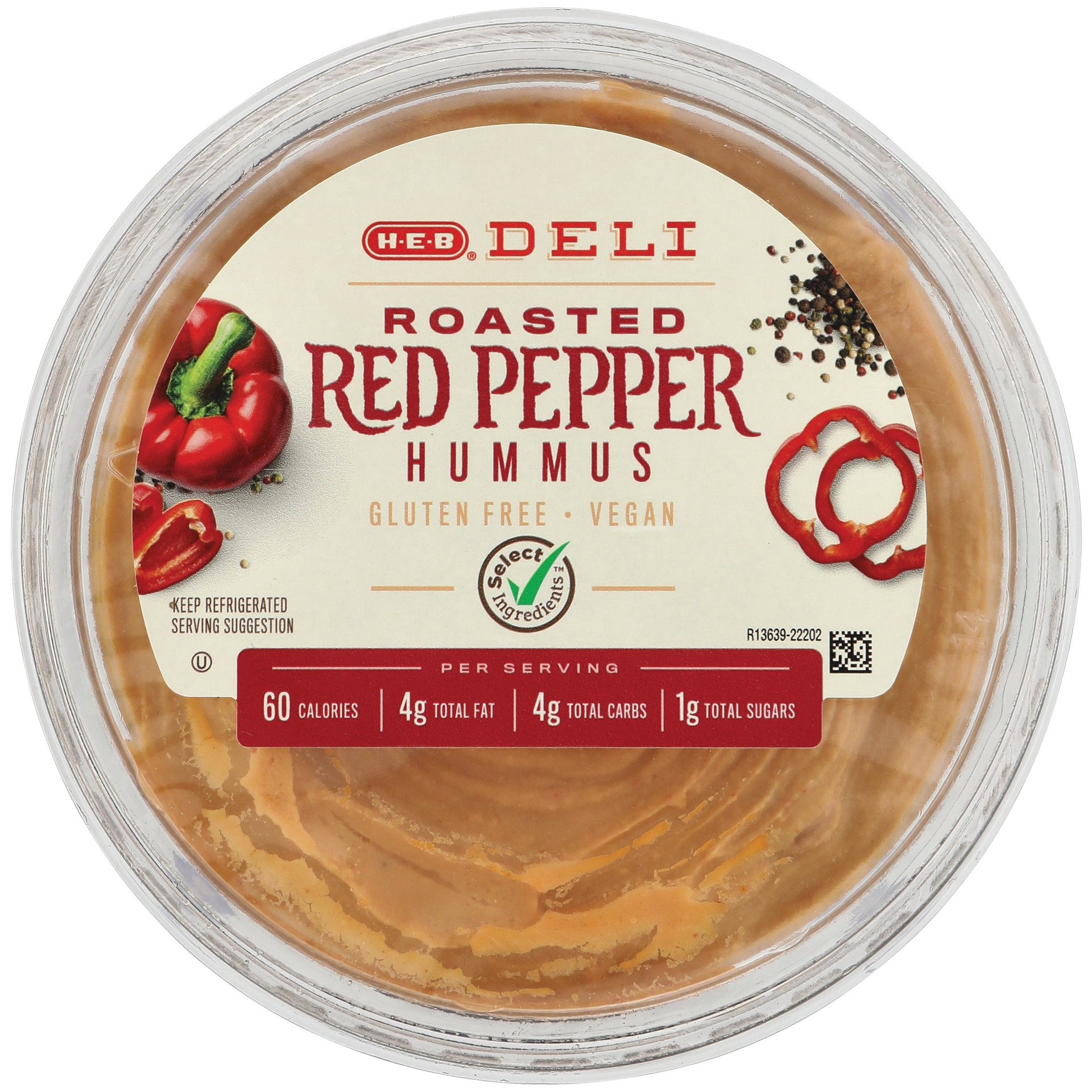slide 1 of 1, H-E-B Roasted Red Pepper Hummus, 8 oz