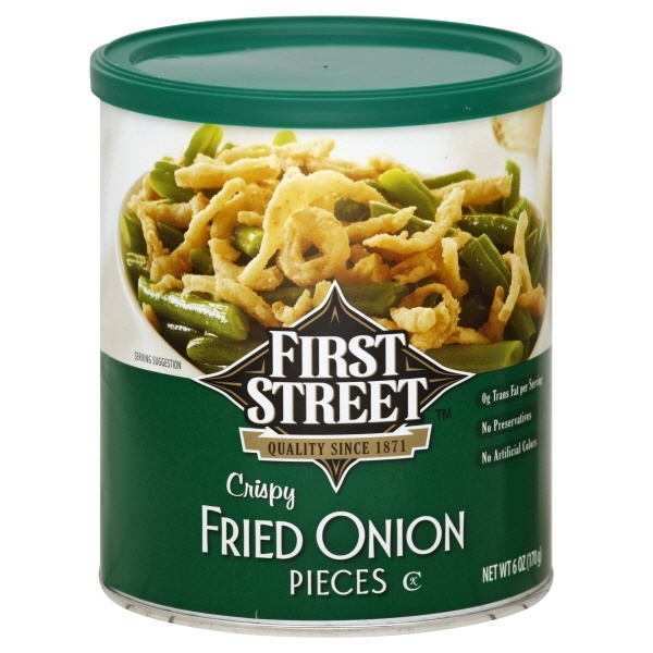 slide 1 of 1, First Street Crispy Fried Onion Pieces, 6 oz