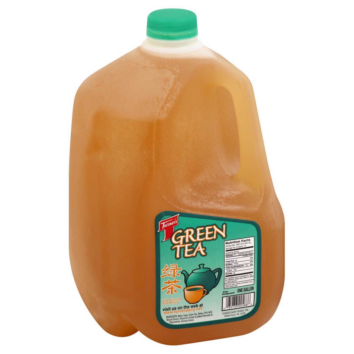 slide 3 of 5, Turner's Turners Green Tea, With Ginseng And Honey - 128 oz, 128 oz