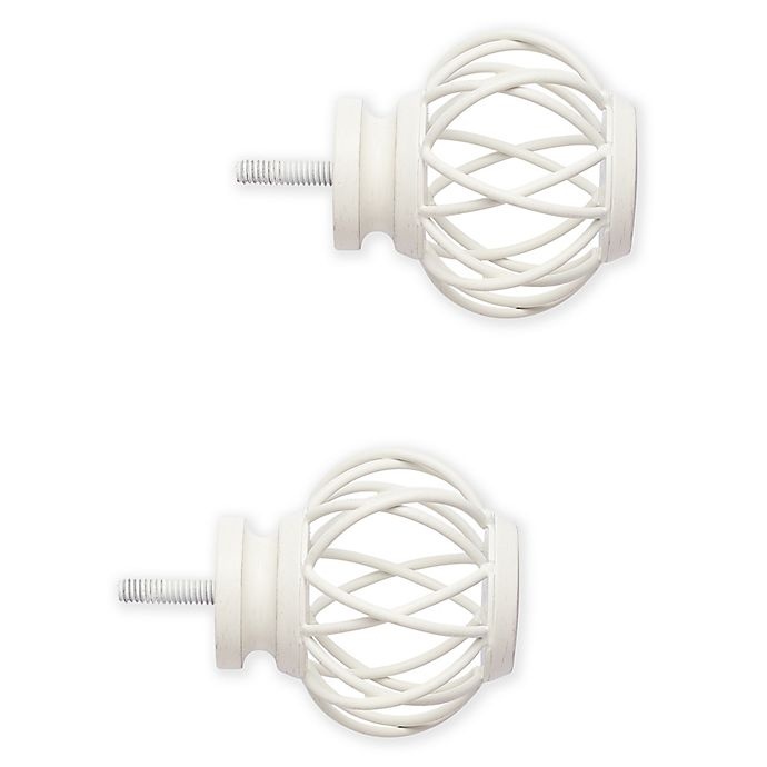 slide 1 of 1, Cambria Premier Wire Birdcage Finials - Satin White, 2 ct