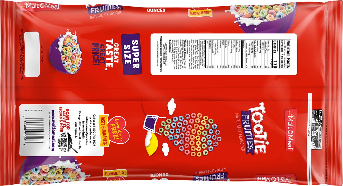 slide 5 of 12, Malt-O-Meal Tootie Fruities Cereal, Fruity Breakfast Cereal, 30 OZ Bag, 30 oz