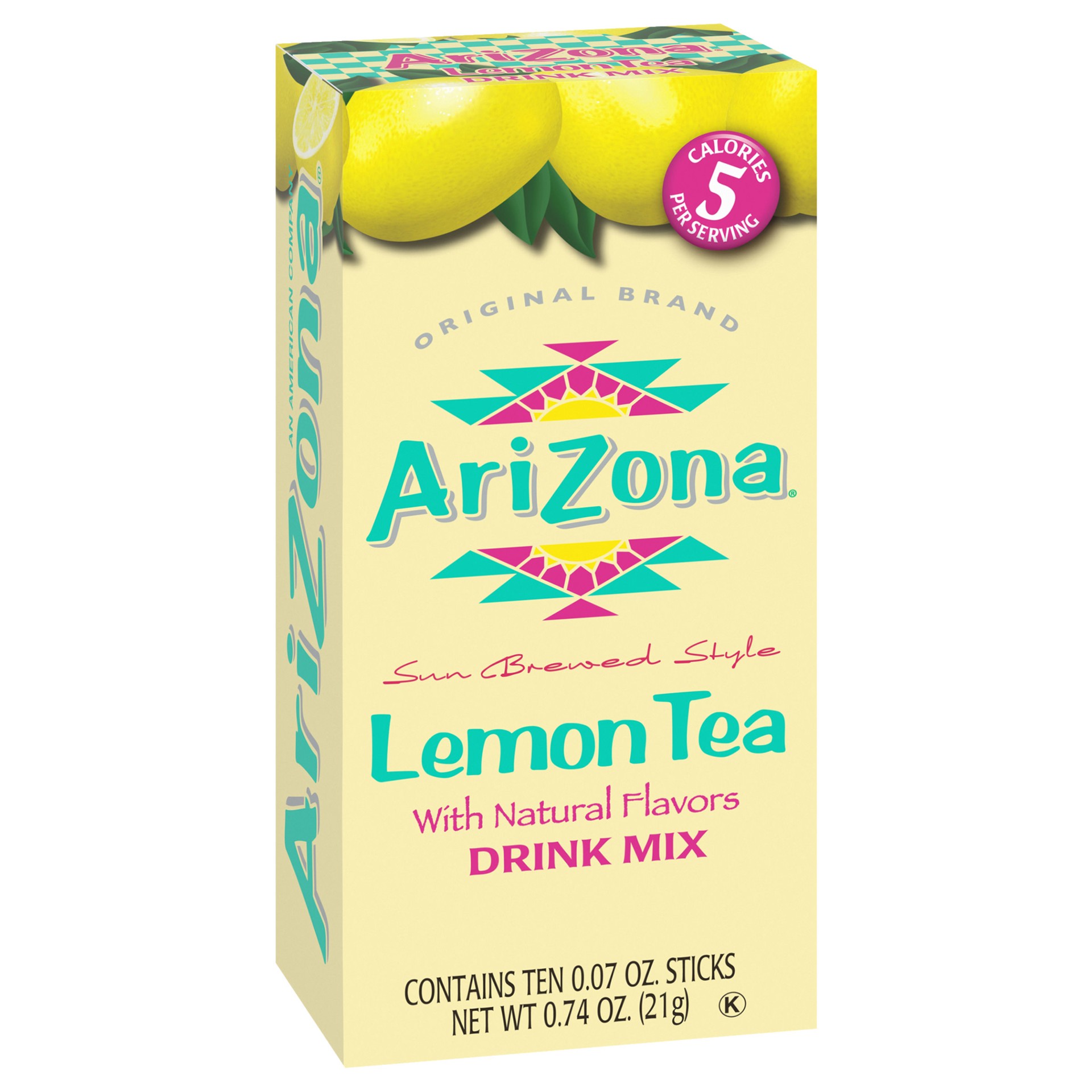 slide 5 of 5, AriZona Lemon Iced Tea Naturally Flavored Powdered Drink Mix, 10 ct On-the-Go Packets, 10 ct