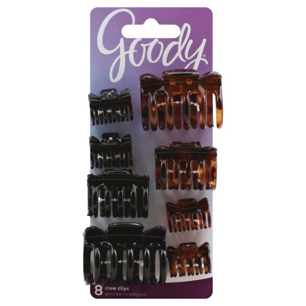 slide 1 of 6, Goody Assorted Size Claw Clips, 8 ct