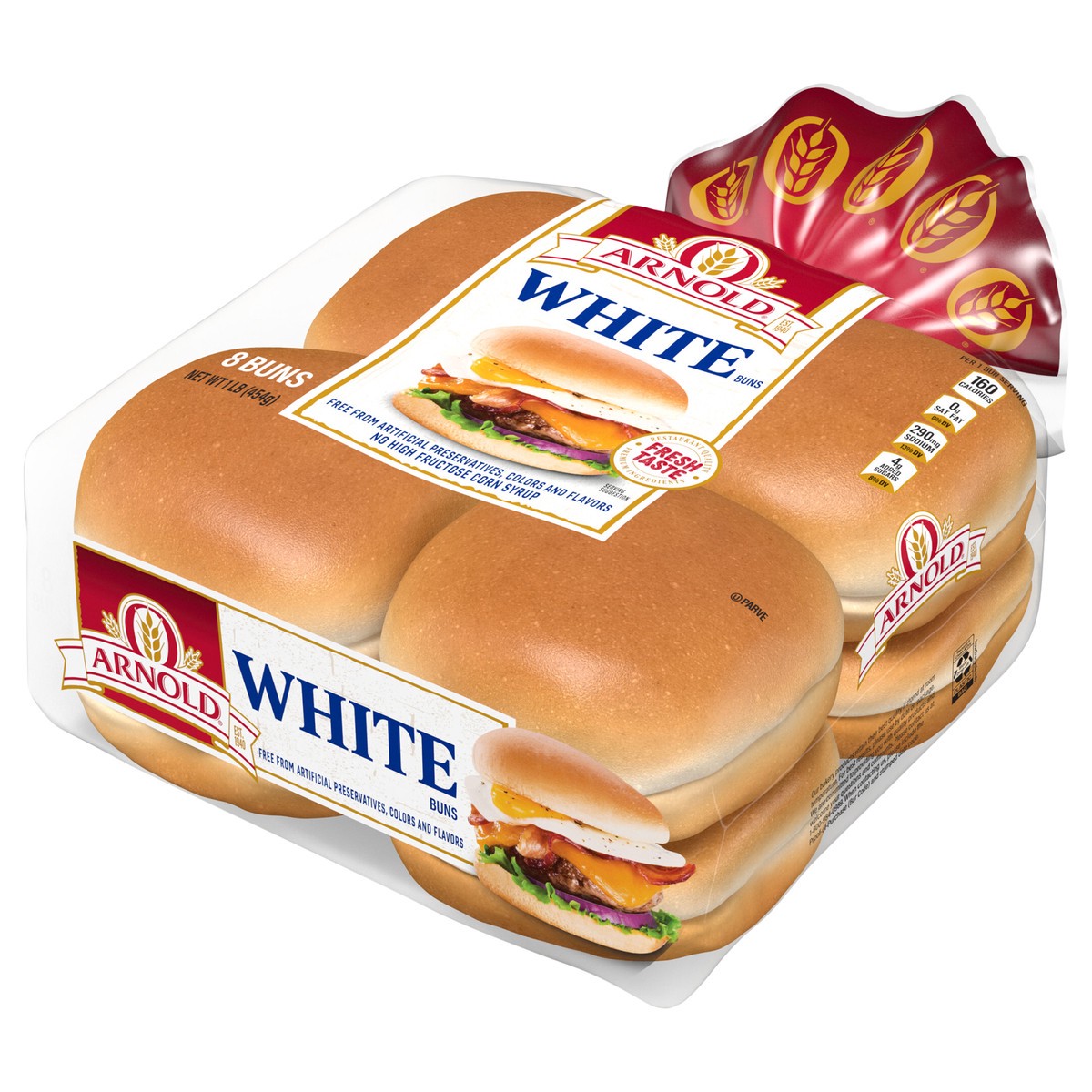 slide 3 of 4, Arnold White Buns, 8 count, 16 oz, 8 ct