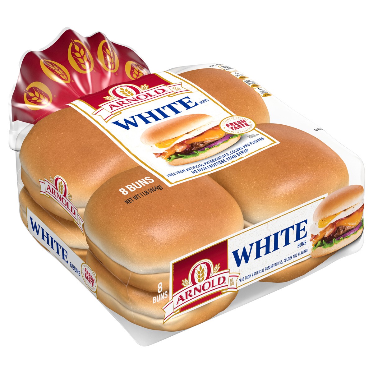 slide 4 of 4, Arnold White Buns, 8 count, 16 oz, 8 ct