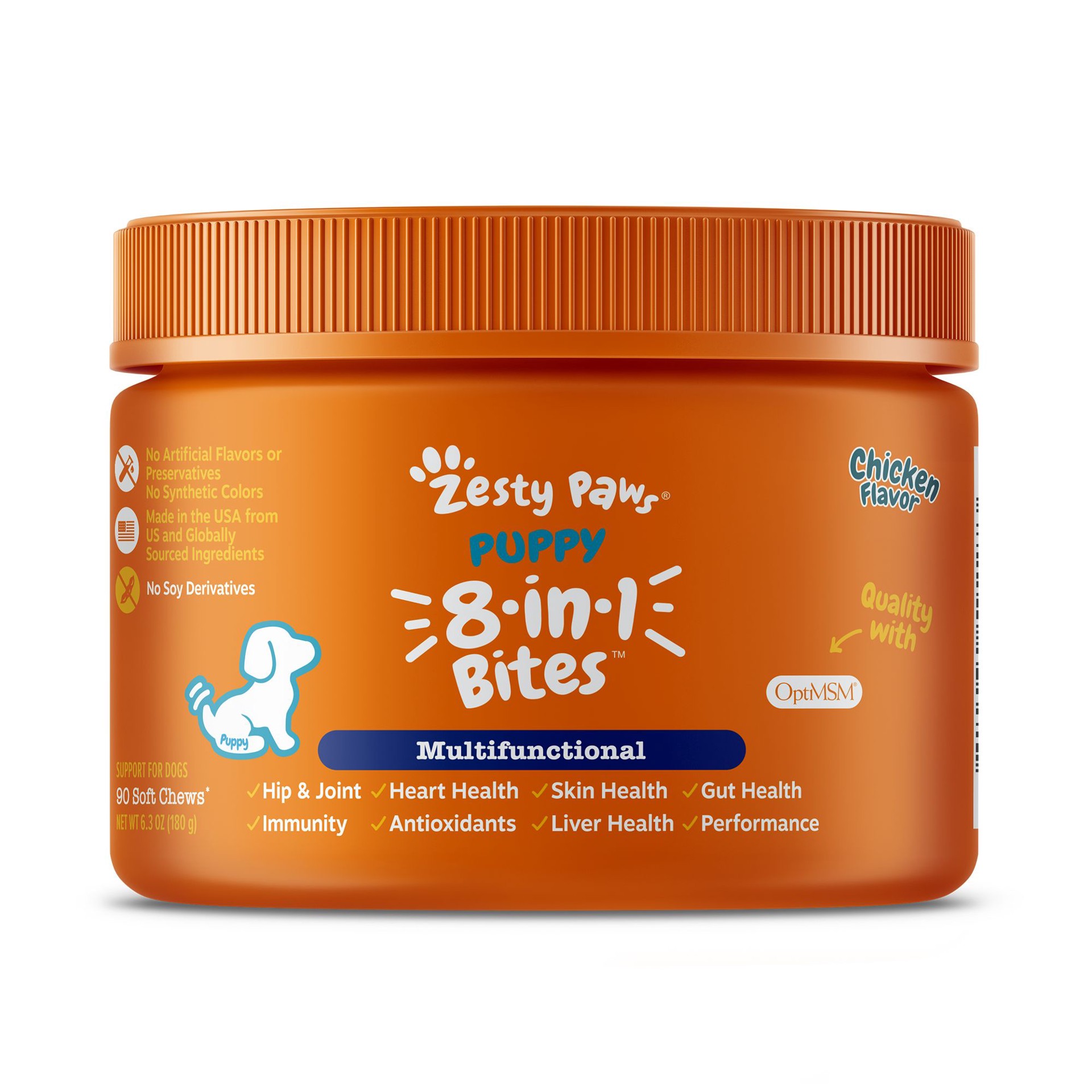 slide 1 of 1, Zesty Paws 8-in-1 Multivitamin Bites for Puppy - Chicken Flavor - 90 Ct, 90 ct