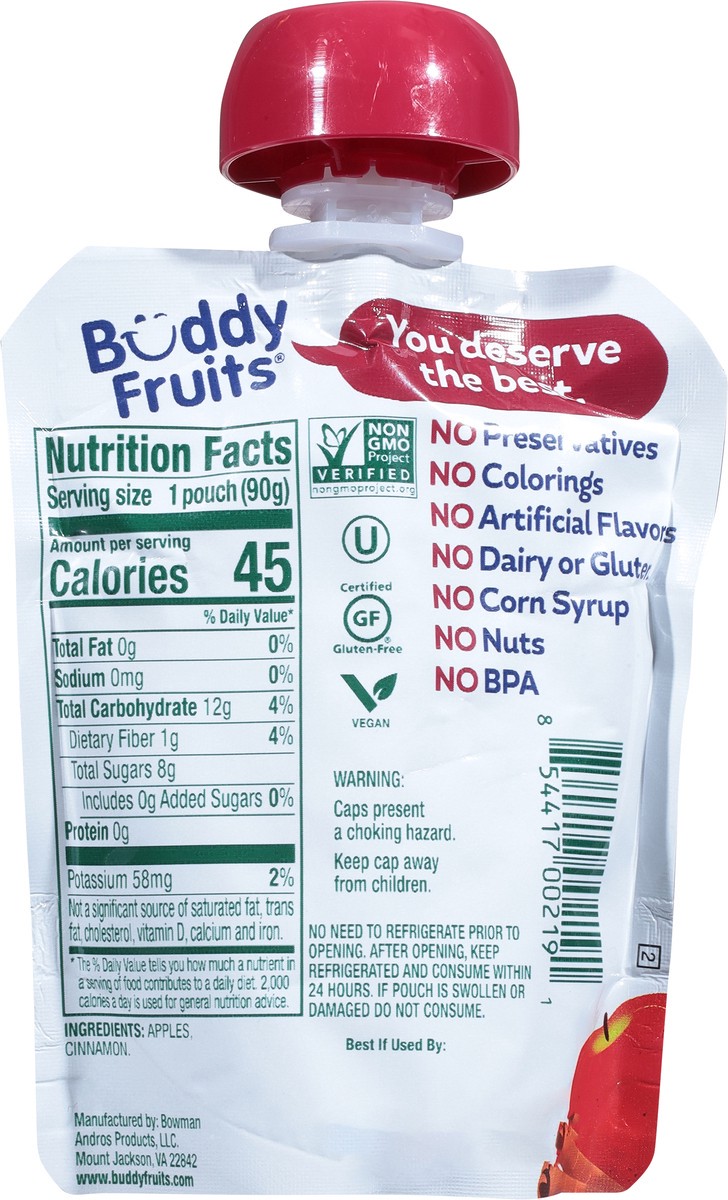 slide 5 of 9, Buddy Fruitss Original Apple Cinnamon Pure Blended Fruits Pouch, 3.2 oz