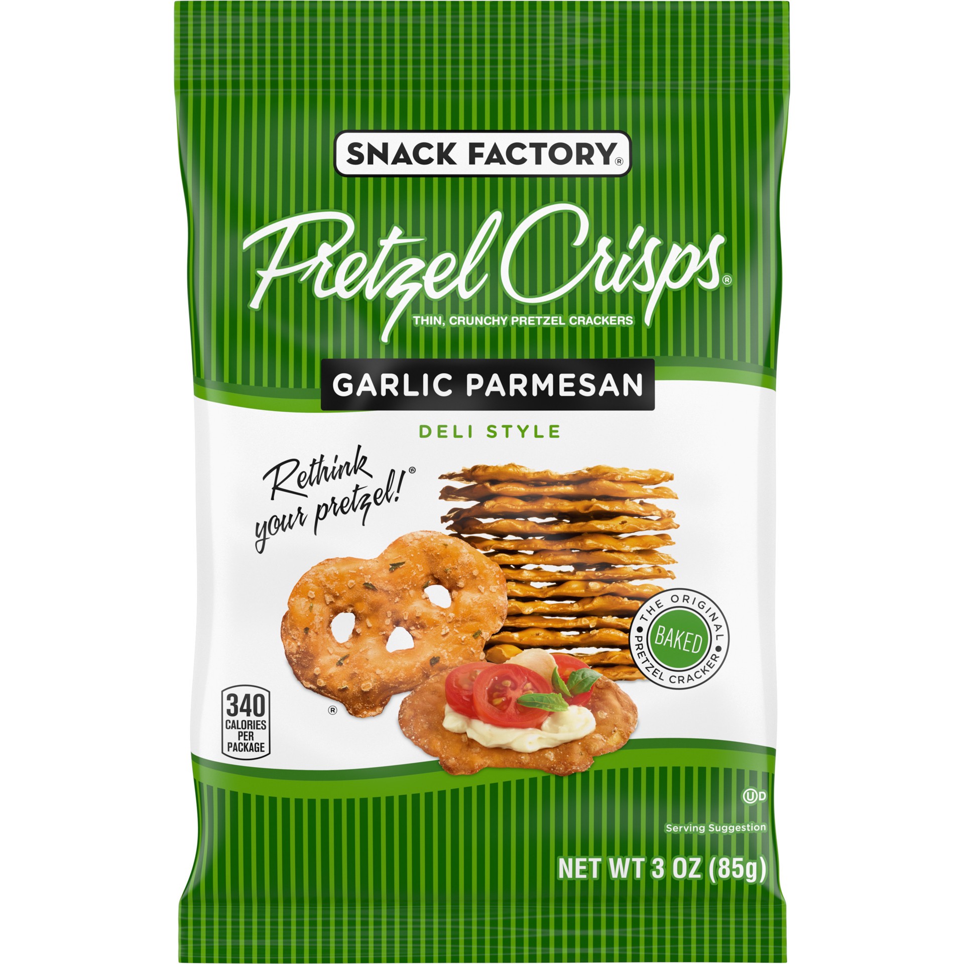 slide 1 of 5, Snack Factory Pretzel Crisps, Garlic Parmesan, On-the-Go Bag, 3 Oz, 3 oz