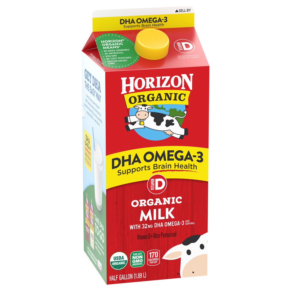 slide 2 of 12, Horizon Organic DHA Omega-3 Milk, DHA Milk, 64 FL OZ Half Gallon Carton, 1/2 gal