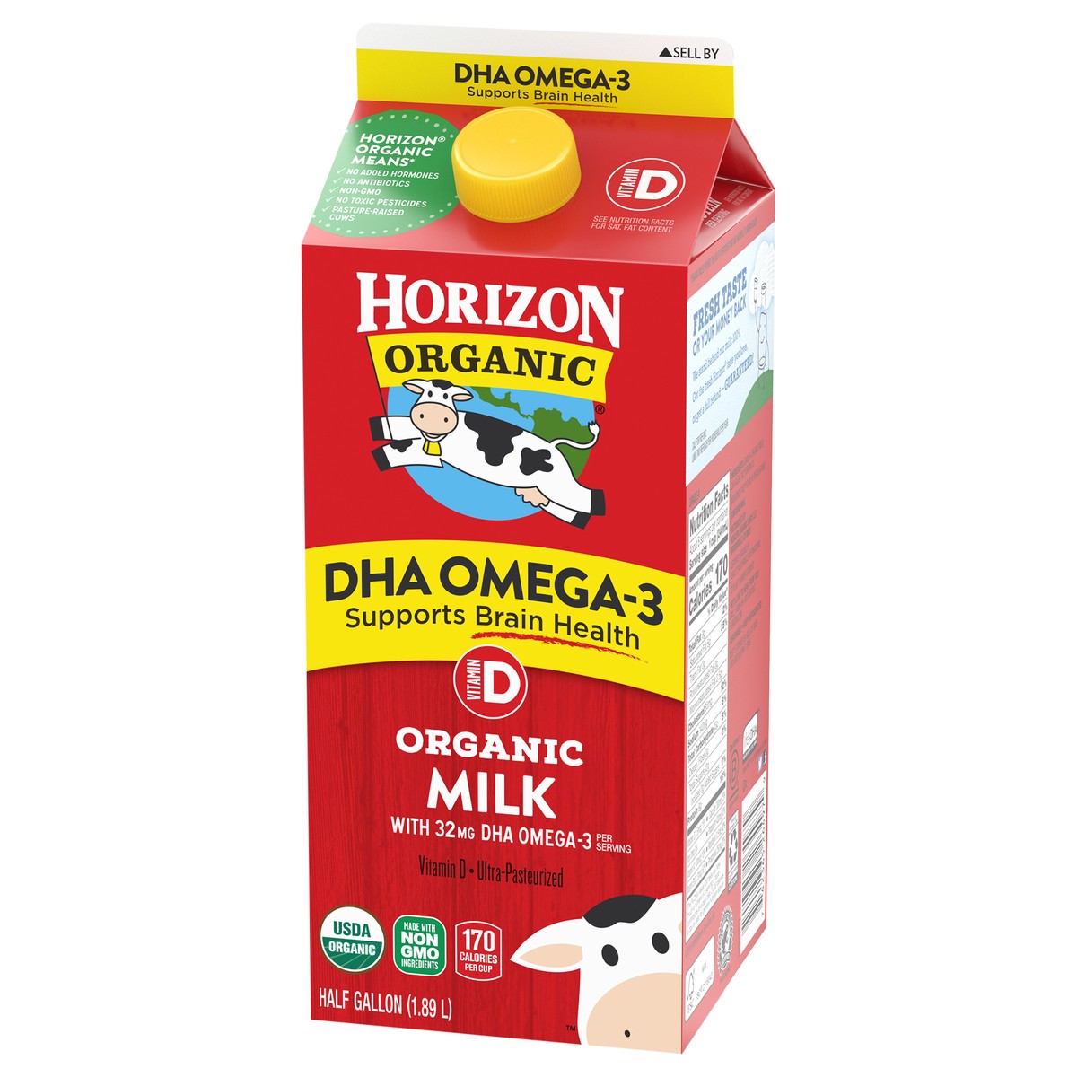 slide 6 of 12, Horizon Organic DHA Omega-3 Milk, DHA Milk, 64 FL OZ Half Gallon Carton, 1/2 gal