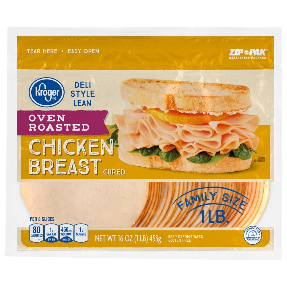slide 1 of 3, Kroger Deli Style Oven Roasted Chicken Breast, 16 oz