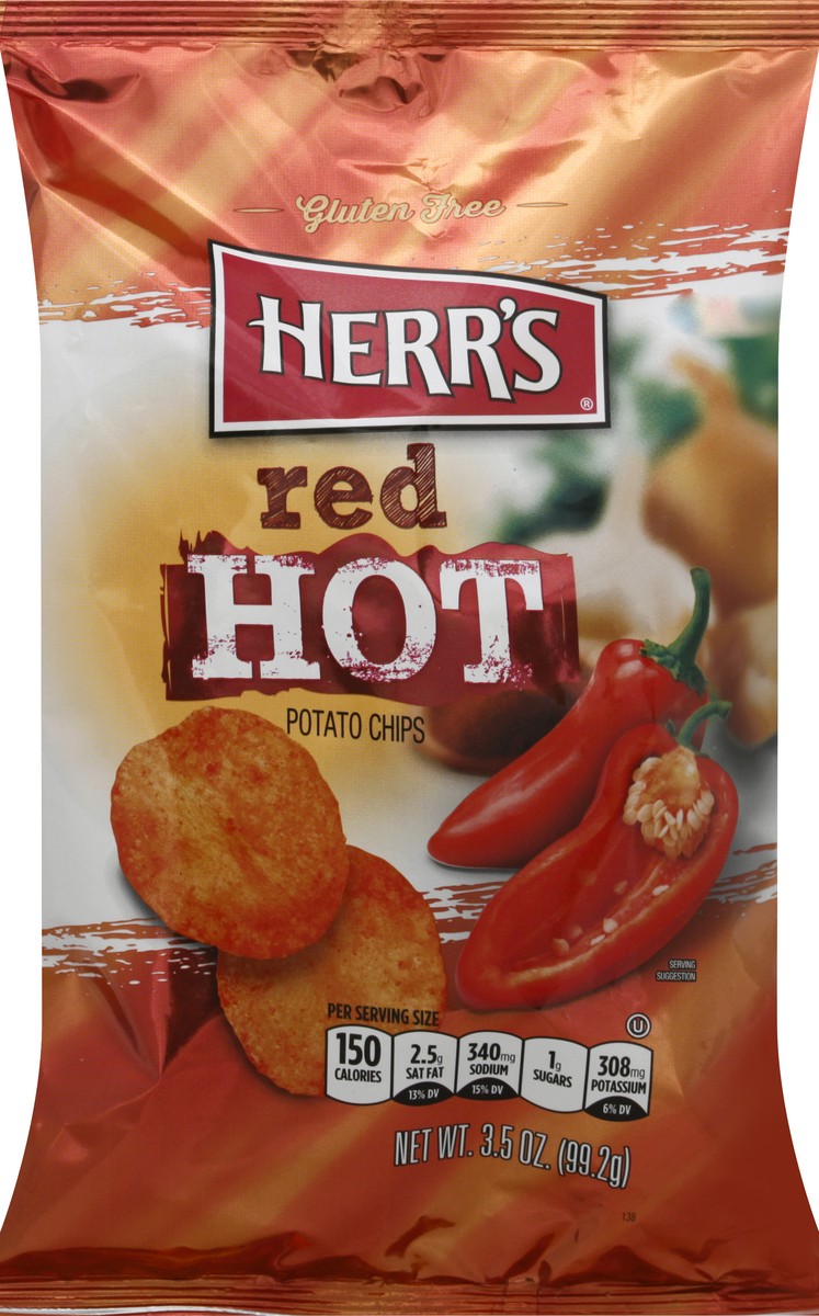 slide 7 of 8, Herr's Red Hot Potato Chip, 3.5 oz