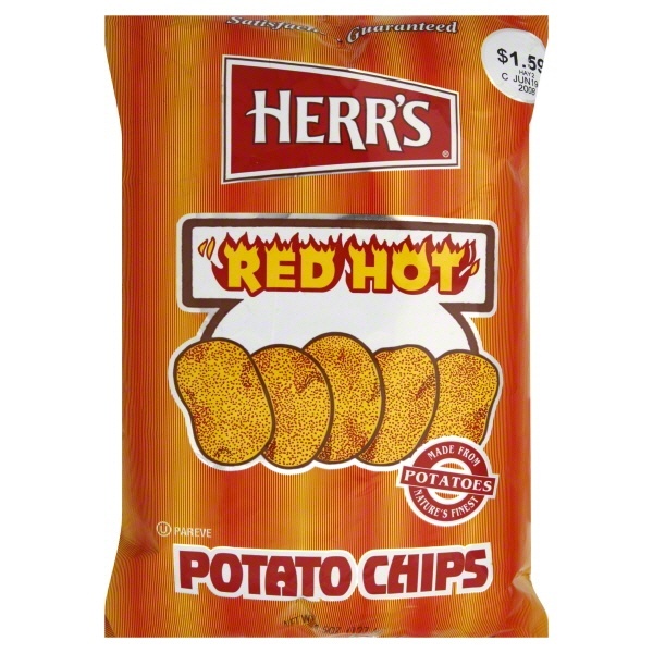 slide 1 of 1, Herr's Red Hot Potato Chip, 3.5 oz