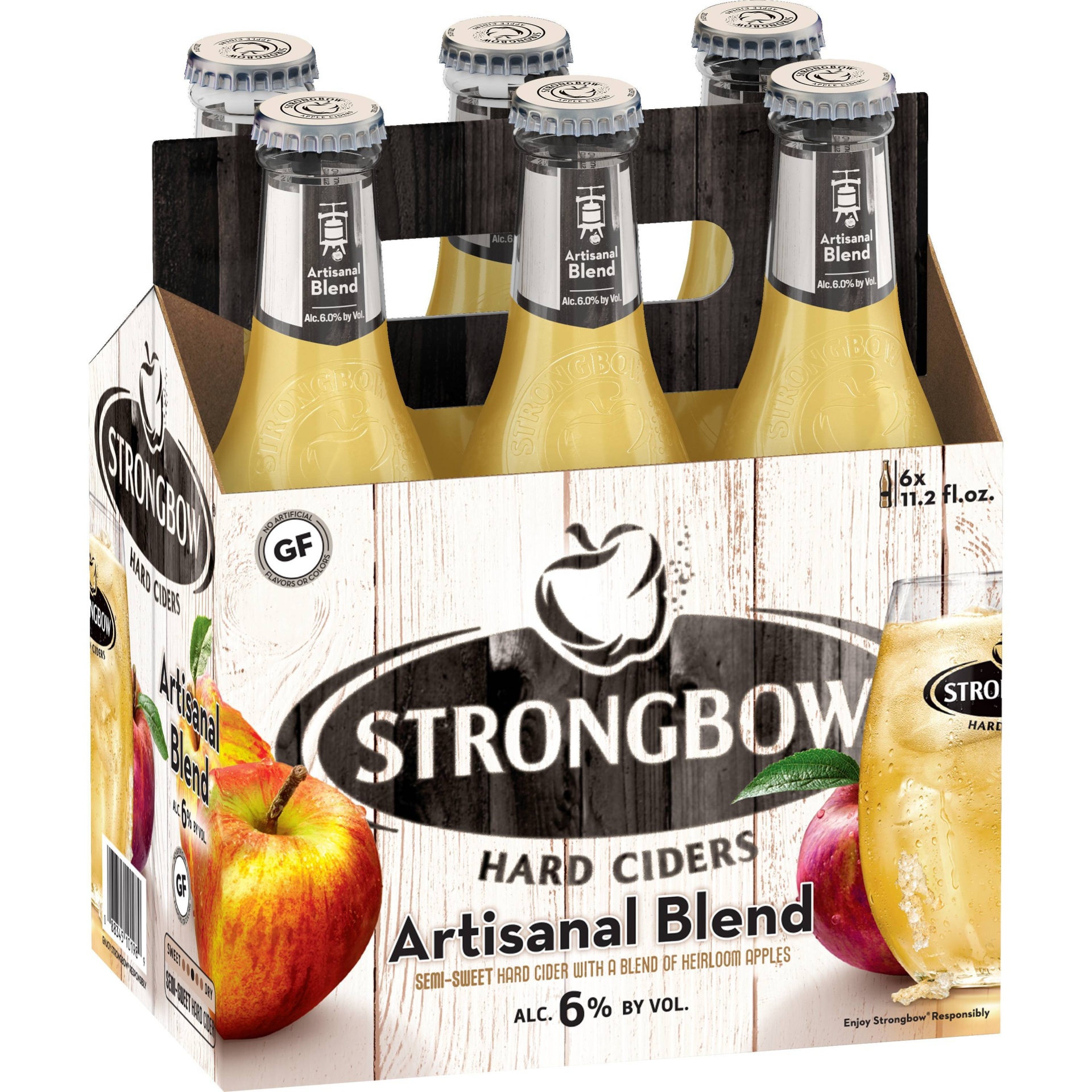 slide 1 of 1, Strongbow Artisanal Blend Hard Apple Cider / Bottles, 6 ct; 11.2 fl oz