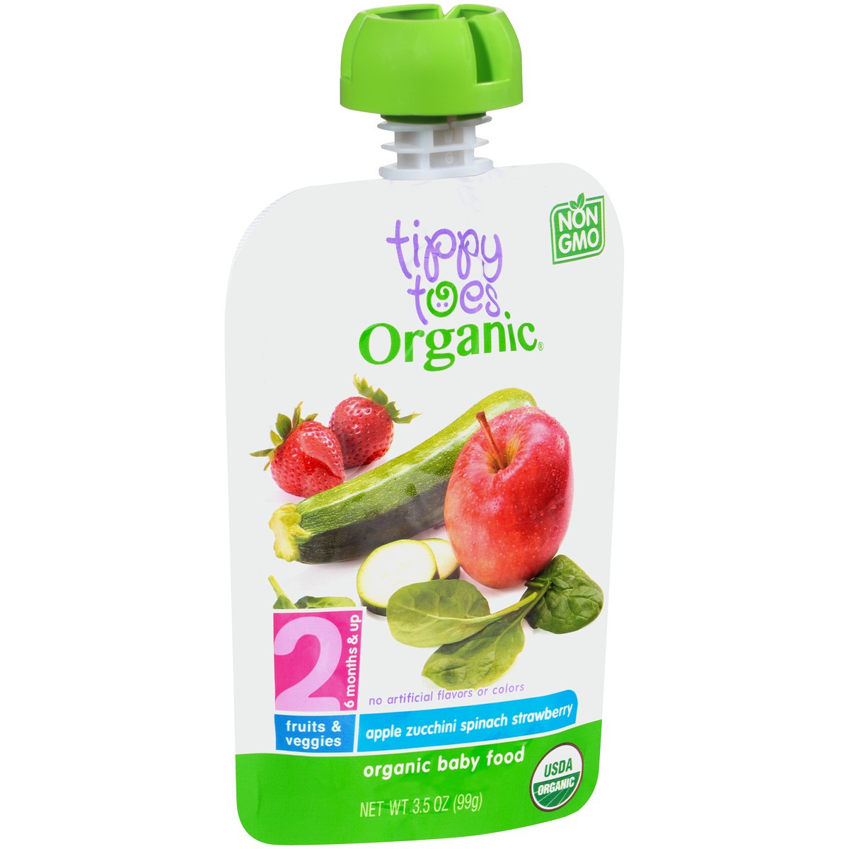 slide 4 of 9, Tippy Toes Apple Zucchini Spinach Strawberry Organic Baby Food, 3.5 oz