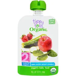 Tippy Toes Organic 2 (6 Months & Up) Apple Zucchini Spinach Strawberry Baby Food 3.5 oz