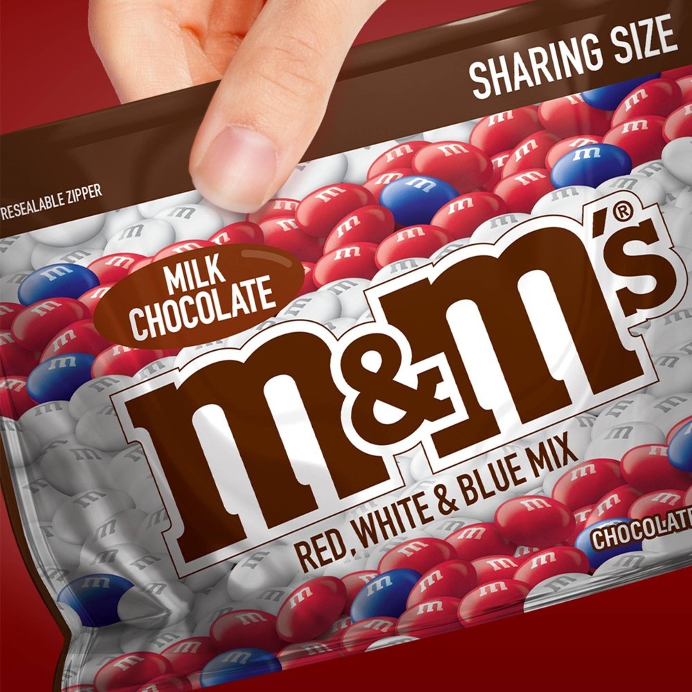 slide 2 of 7, M&M's Red White Blue Milk Chocolate Candies Sharing Size, 10.7 oz