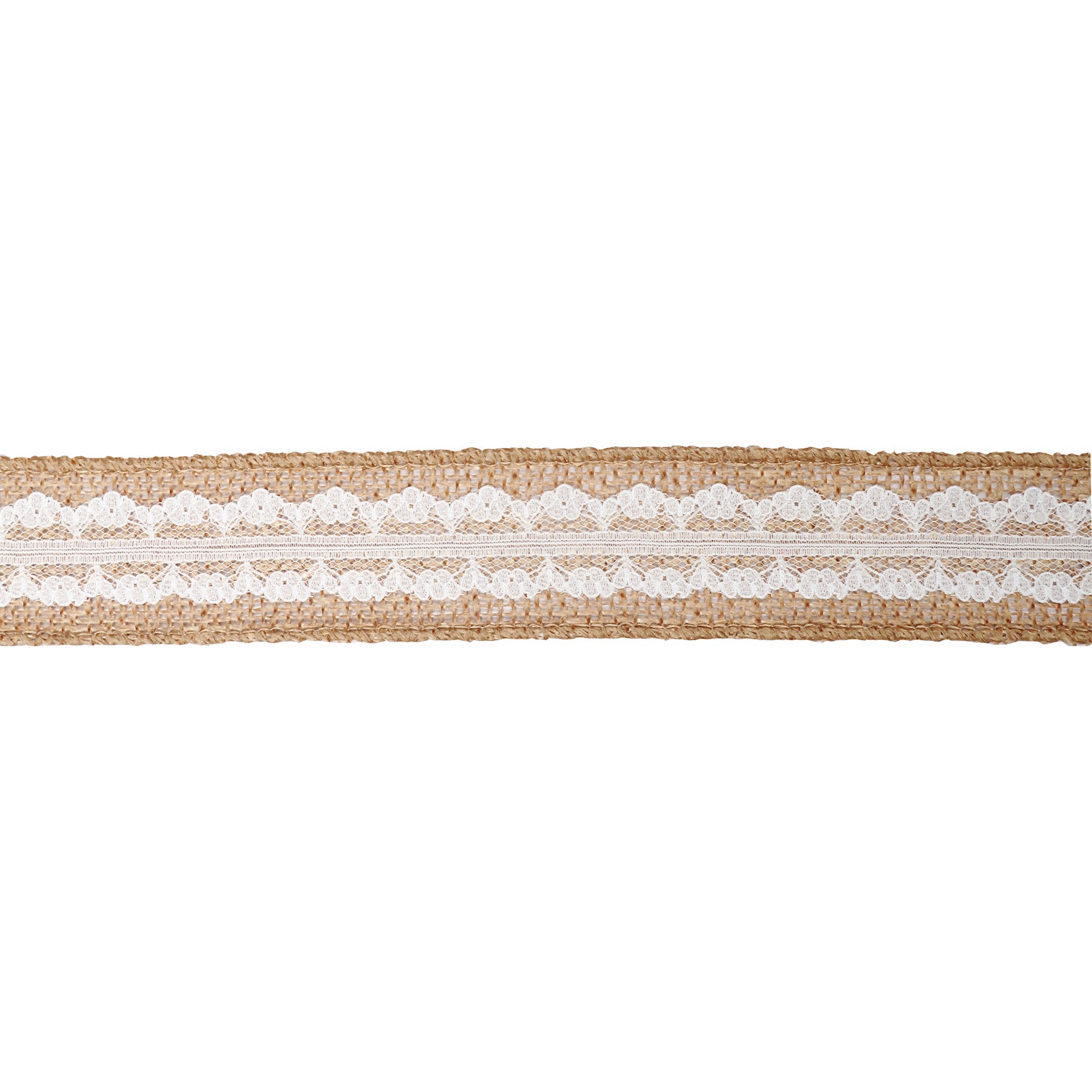 slide 4 of 4, 1.5" X 3yd. Faux Burlap & Lace Wired Ribbon By Celebrate It Classic, 1.5 in x 3 yd