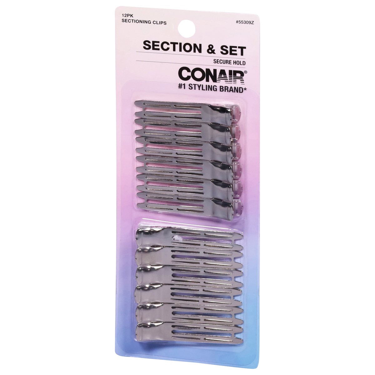 slide 4 of 4, Conair Section & Set Secure Hold Sectioning Clips 12 Pack, 12 ct