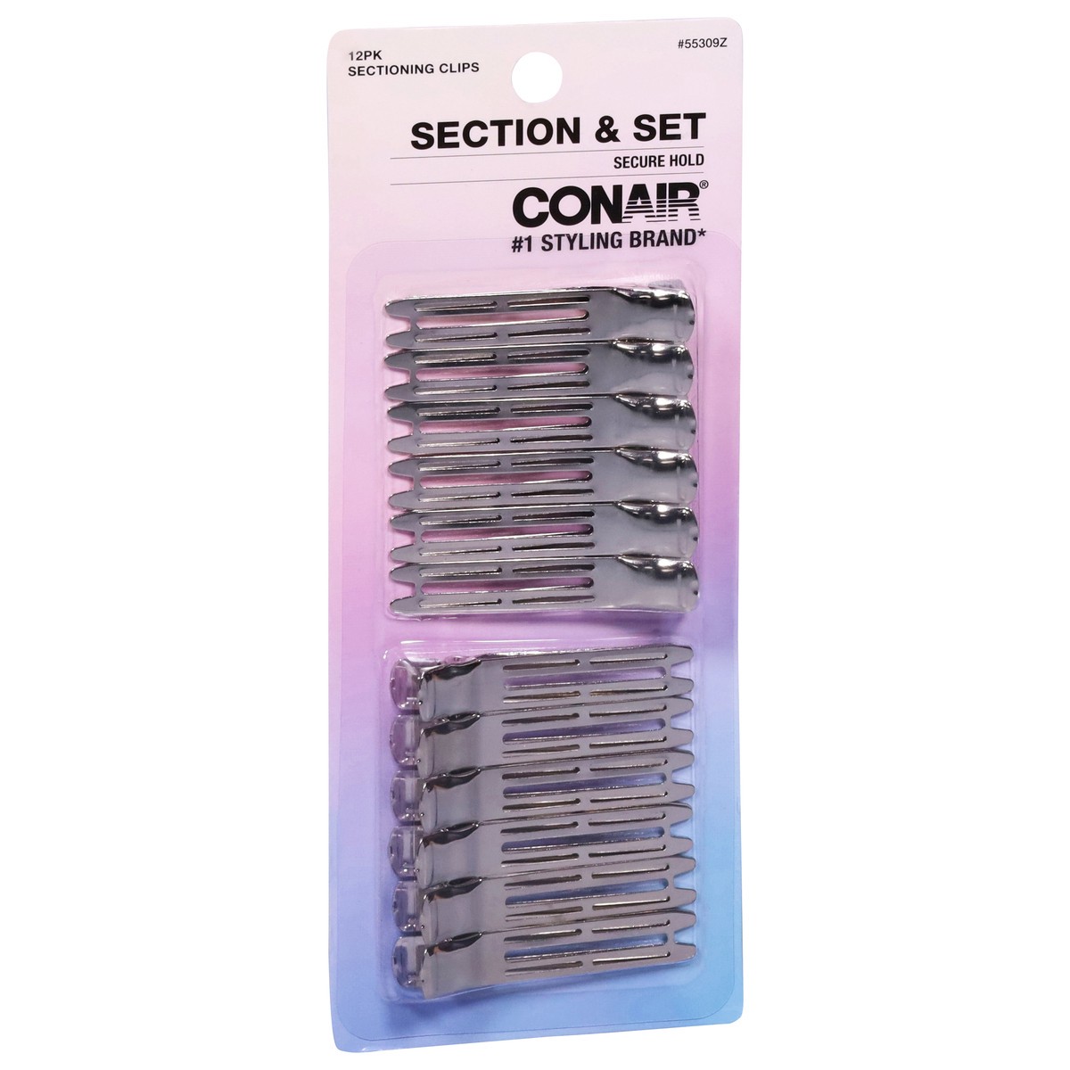 slide 2 of 4, Conair Section & Set Secure Hold Sectioning Clips 12 Pack, 12 ct
