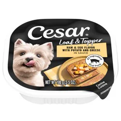 Cesar Loaf & Topper Ham & Egg Flavor with Potato and Cheese in Sauce Canine Cuisine 3.5 oz