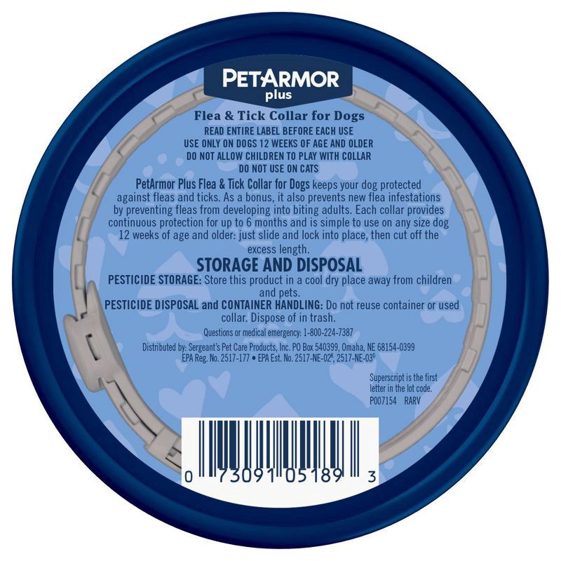 slide 3 of 5, PETARMOR Plus Flea & Tick Collar for Dogs, One-Size-Fits-All Collar, 2 Count, 2 ct